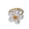 Anillo de Flor de Cinco Pétalos de Perla Tejida, Estilo Ins, Diseño Versátil y Único, Anillo de Perla Barroca