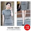 Traje de Negócios Novo de Verão para Mulheres Moda Blazer com Gola Boneca Manga Curta Conjunto de Saia Uniforme de Hotel Macacão