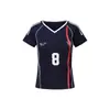 Yechuan # Camiseta de Manga Curta Estilo Jersey Retrô Americano para Mulheres, Marca Tendência Estilo Jersey com Listras Decote V Top Esportivo para Meninas Descoladas