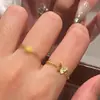 Anillo Vintage Dream Retro Hielo Triturado Mariposa para Mujer Corazón Abierto Cepillado Oro Imitación Abierto Wholesale