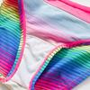 Traje de baño infantil de liquidación traje de bikini infantil traje de baño de dos piezas para niñas con rayas finas de arcoíris