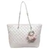 Bolsa de Ombro Única Acolchoada com Diamantes de Grande Capacidade Estilo Pequeno Perfume Feminino Novo Bordado com Linha Moda Simples para o Dia a Dia Bolsa Tote de Mão