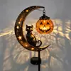 Luz Decorativa Solar Transfronteiriça Gato Preto & Lua de Abóbora para Estaca