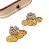 Pendientes Redondos Plegados con Borlas Tachonados de Pedrería Estilo Retro Europeo y Americano, de Moda y Versátiles, con un Toque de Lujo Ligero y de Alta Gama