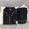Pijama para hombre, colección primavera y otoño, popular de algodón con estampado de nubes, estilo fino, bordado de dibujos animados, de manga larga con botones y pantalón largo, conjunto de dos piezas para estar en casa
