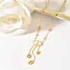 Cadena de Clavícula Redonda Blanca con Diamantes Estilo Coreano con Borla Ovalada de Concha Blanca Colgante de Estrella de Cinco Puntas Collar Nariz de Cerdo Que No Se Desvanece