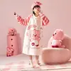 Bata de franela para niña para otoño e invierno, conjunto a juego para padres e hijos, bata infantil, extra ancha, gruesa y larga, ropa de dormir, vestido para casa