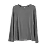 Camiseta de manga larga para mujer, suave y pegajosa, con estampado de máscara cepillada, color púrpura taro, para otoño e invierno 2026, nueva, camiseta interior con forro polar, camiseta base