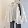 Jaqueta Camisa Respirável Leve de Alta Qualidade para Mulheres, Design de Verão, Camisa Branca, Novo Top Estilo Chinês J37