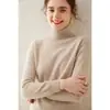Nuevo Suéter de Punto de Cachemira para Mujer Color Sólido Otoño e Invierno 2026 Cuello Alto Manga Larga con Solapa Ajustado Capa Base Suéter de Lana