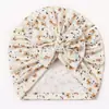 Nuevos Sombreros Finos Europeos y Americanos para Bebés, Sombreros de Punto Estriado con Lazo Estampado para Niños, Sombreros para Bebés de Cuatro Estaciones