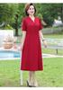 Vestido de Manga Corta para Mamá, Nuevo Estilo Verano 2025, Ropa Elegante para Mujeres de Mediana Edad y Mayores, Vestido de Talla Grande, Estilo de Longitud Media