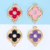 Flor de Trébol de Cuatro Hojas Accesorios Colgante Creativo Doble Colgante Aleación con Goteo de Aceite Accesorios de Joyería Pendientes Pulsera Collar DIY Lote