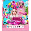 Traje de globos de cumpleaños transfronterizo para niños, decoración de tela para pared de fondo de fiesta de un año, suministros, accesorios para fotos, niños y niñas
