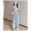Calça Nai Fu Yamamoto para Mulheres Primavera/Verão 2025 Nova Cintura Alta Petite Veludo Acetato Reto Estilo Preguiçoso Esportiva Calça Wide-Leg