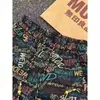 Pantalones Cortos de Punto con Estampado Retro Graffiti Cruzados para Hombre Verano Diseño de Nicho Capri Sueltos Casuales Pantalones Cortos de Playa para Hombre