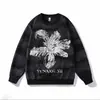 Moletom Masculino de Manga Longa Estilo Novo Mandala Flor Primavera, Outono e Inverno, Design Estrelado Tendência de Luxo Leve, Blusa Casual com Gola Redonda Rasgada
