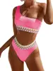 Bikini Sexy de Corte Dividido 2025 Tie-Dye Color Puro para la Costa Nuevo Bikini de Baño Europeo y Americano Estación Independiente Amazon