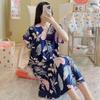 Camisola de Algodão e Seda para Mulheres, Novo Verão Manga Curta Estilo Coreano Exportação Pijama Mais Vendido Que Pode Ser Usado Fora, Longo, Tamanho Grande, Vestido Solto