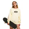 Sudadera de Algodón Pesado para Parejas, Corte Holgado, Cuello Redondo, Sin Capucha, Pulóver, Versátil, Cálida, Prenda Superior Estampada para Otoño e Invierno