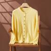 Suéter de Cashmere Feminino com Gola Redonda Jaqueta Tricotada Outono e Inverno Novo Cardigan com Design de Trança Pequena Suéter Confortável e Quente