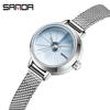 Sanda/Threeda Nuevo Producto 1113 Correa de Malla Estilo Compacto Exquisito Moda Tendencia Versátil Esfera Redonda Cuarzo Reloj para Mujer