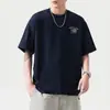 Camiseta masculina de algodão puro de peso pesado, manga curta, novo modelo 2026, marca da moda estilo americano, alta qualidade, estilosa, gola redonda, peça versátil para homens