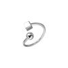 Anel de Miçanga Quadrado Cruzado Irregular Feminino Prata de Lei 925 Simples Design Único Personalidade Anel Aberto J0042