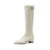 Artículo popular de comercio exterior: Botas casuales de tacón alto para mujer para otoño e invierno con 5 cm de aumento de altura interna, color liso, versátiles, de punta fina, de moda, minimalistas