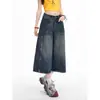 Jeans cropped lavados estilo retro americano para mujer, de verano, modernos, versátiles, de cintura alta, adelgazantes, holgados, de pierna ancha, de longitud media