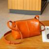 Bolsa Feminina de Couro Bovino de Primeira Camada Curtido Vegetal, Elegante Bolsa Transversal de Ombro para Estudante, Retrô Europeia e Americana, Couro Genuíno, Bolsa Pequena Macia