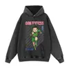 Sudadera con Capucha Retro Estampado de Anime Oversize Holgada Peso Pesado Marca Japonesa de Moda Sudadera con Cuello Redondo Comercio Exterior