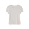 Camiseta de cuello redondo de Tencel Lenzing Modal para mujer, top de verano, 2026 corte ajustado, seda de hielo fresca, hombro normal, manga corta