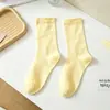 Meias de Bolinhas com Borda Franzida para Mulheres, Meias de Algodão Branco Leite Puro de Cano Médio, Estilo Coreano de Verão e Outono, Estilo Ballet, Meias Slouch da Moda