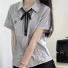 Traje de Moda Estilo Universitario para Mujer Verano 2024 Nuevo Camisa Bordada de Manga Corta Falda Plisada Adelgazante de Cintura Alta Conjunto de Dos Piezas