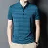 Camisa Polo de Manga Curta de Seda de Amora Sedosa de Verão para Homens de Meia-Idade, Camiseta de Meia-Idade, Blusa Respirável de Seda Gelada para o Pai