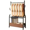 Simple estante móvil de doble capa, perchero de pie para dormitorio, perchero doméstico temporal, tendedero para pantalones, tendedero de balcón