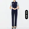 Traje Profesional Personalizado Estilo Azafata para Mujer, Camisa de Manga Corta de Color Contrastante, Chaleco, Falda, Recepción de Belleza Médica, Uniforme de Azafata de Aviación