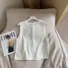 Chal de Punto Rayado Retro para Mujer, Nuevo Estilo Verano 2026, Corte Holgado, Adelgazante, Disimula la Barriga, Top sin Mangas con Abertura
