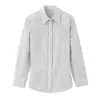 Camisa de Popelina a Rayas Holgada de Manga Larga para Mujer Estilo Europeo y Americano Otoño 2025 6254