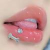 Set de Piercing Labial con Diente Interno de Hueso de Perro con Diamantes y Circonitas Lindo Acero de Titanio 316L Goteo de Aceite Acero Inoxidable Tricolor Sexy Joyería para Piercing