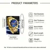 Conjunto de 4 Peças de Relógio Masculino Transfronteiriço High-End Mostrador Grande Relógio de Pulso a Quartzo Masculino de Negócios Conjunto de Anel Pulseira Colar