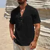 Camisa Transpirable de Color Sólido de una Sola Capa con Cuello Alto de Manga Corta para Hombre Transfronteriza Europea y Americana Moda Masculina 2025 Camisa de Color Sólido Simple