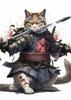 Pintura Moderna Gato Samurái Pintura en Lienzo Mural Póster Arte de Pared Dormitorio Sala de Estar Pintura Decorativa Moderna