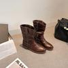 Botas Martin con Suelas Gruesas y Tacones Gruesos, Botas Vaqueras Occidentales con Corte en V, Botines, Botas de Cuero para Mujer, Botas Slouch Ultra Suaves, Estilo Británico Retro
