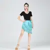 Nuevo Delantal de Danza Latina Falda Corta de Cadera con Flecos y Cordones Falda de una Pieza Falda Asimétrica Cuadrada para Mujer Adulta