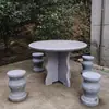 Mesa de Piedra Taburete de Piedra Mesa y Sillas de Granito Natural Patio de Villa Jardín Hogar Parque Exterior Mesa de Mármol