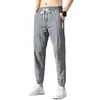 Pantalones de seda de hielo para hombre, verano, finos, de secado rápido, tendencia, holgados, casual, deportivos, hasta el tobillo, nueve puntos, pantalones de aire acondicionado, en stock, venta al por mayor