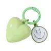 Llavero de color sólido Dopamina con forma de corazón y cara sonriente Accesorio DIY Llavero hecho a mano con cuentas Colgante para bolso