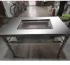 Mesa de Barbacoa Comercial sin Humo, Parrilla de Barbacoa de Autoservicio, Pierna de Cordero a la Parrilla de Carbón, Mesa de Barbacoa Exterior de Acero Inoxidable